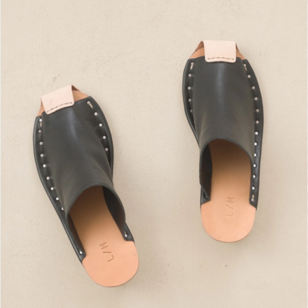 Lauren Manoogian Women's Brown Leather Slide Minimalist Sandals Slides Pumps